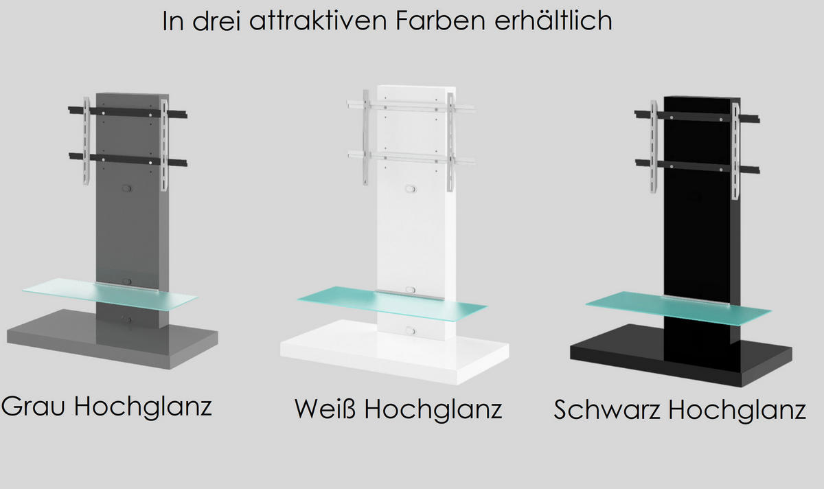 TV RACK rechteckig Grau Hochglanz Glas 100/134/55 cm - Grau, Holzwerkstoff (100/134/55cm)