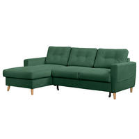 ECKSOFA mit Longchair - Waldgrün/Braun, Holz/Textil (223/148cm) - home24