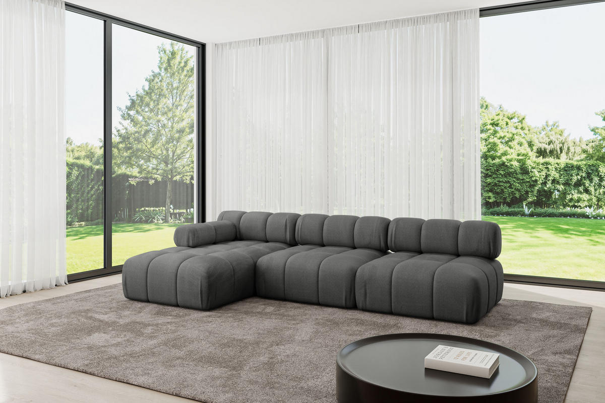 ECKSOFA modulares Sofa Razon-L2 - 285x160x70 cm Dunkelgrau Velours - Dunkelgrau, Holzwerkstoff/Textil (285/160cm) - ALTDECOR