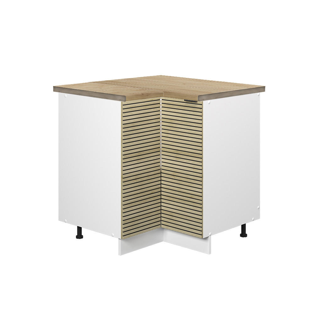 HÖRNUNDERSKÅP Fame-Line Ekpanel 80.5 cm , AP Oak Ekfärgad, Vit 82/80.5/60 cm