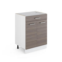 UNTERSCHRANK R-Line Grau 60 cm mit Schubladen, ohne AP - Weiß/Grau, Holzwerkstoff (60/81.6/46cm) - Vicco