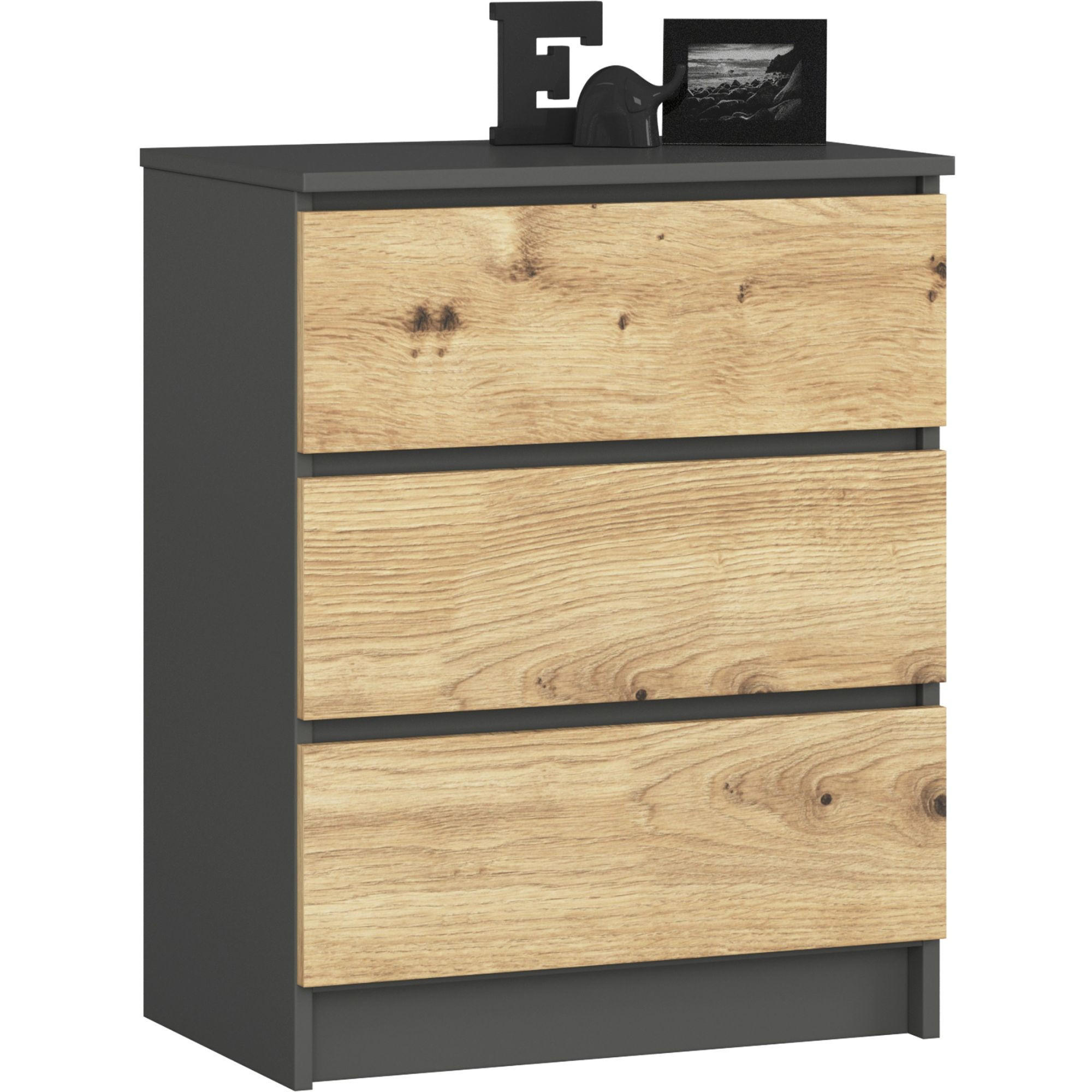 Akord Kommode Grau, Eiche Artisan 60x77x40 cm