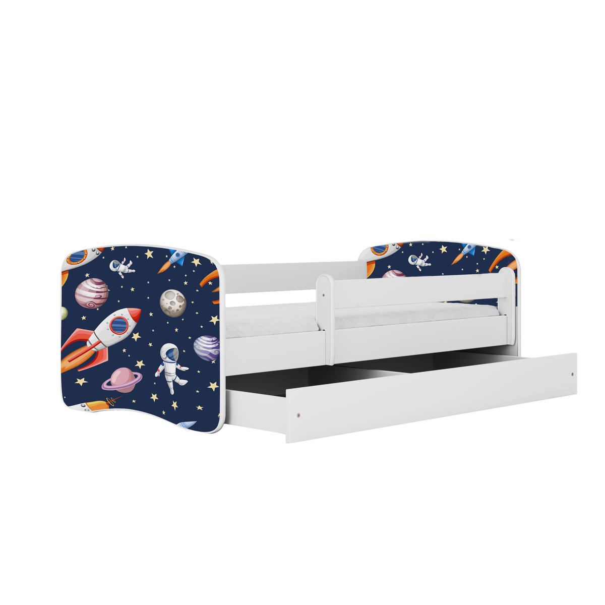 KINDERBETT Kosmos mit Schublade 160/80 90/61/164 - Weiß, Holzwerkstoff (80/160cm) - RAUMHIRSCH FURNITURE