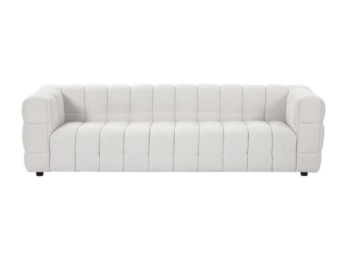 SOFA 4-Sitzer - Bouclé-Stoff - Elfenbeinweiß - LERICI - Weiß, Textil (255/70/86cm) - Vente-Unique