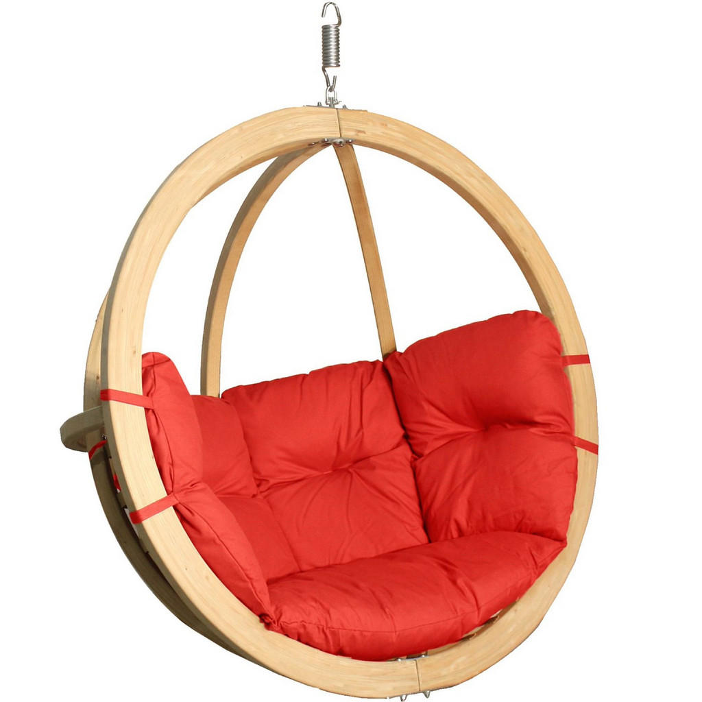 Thumbnail - Konsimo® Hängesessel, Rot, Holz, Textil, Rund, 120x82x120 cm, Hergestellt in Europa, Gartenmöbel, Hängesessel