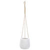BLUMENAMPEL cremeweiß rund 20/20/21 cm Livadia - Weiß, Naturmaterialien (21cm) - Beliani