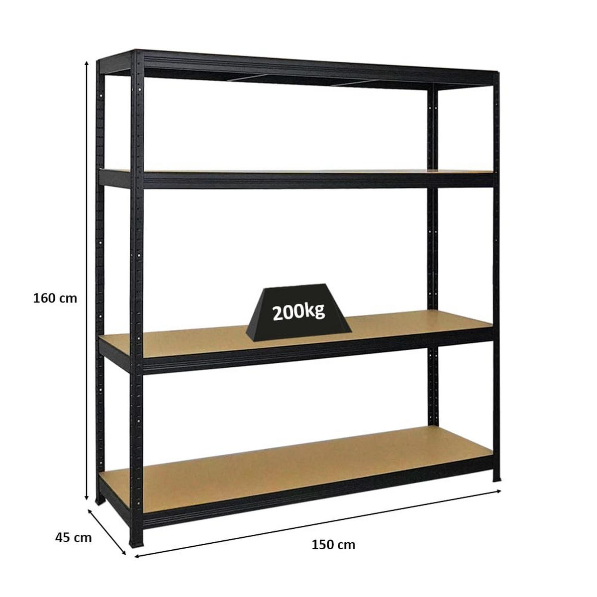 SCHWERLASTREGAL Giant Elephant 160x150x45 cm Fachlast 200 kg Schwarz - Schwarz, Metall (150/160/45cm) - PROREGAL
