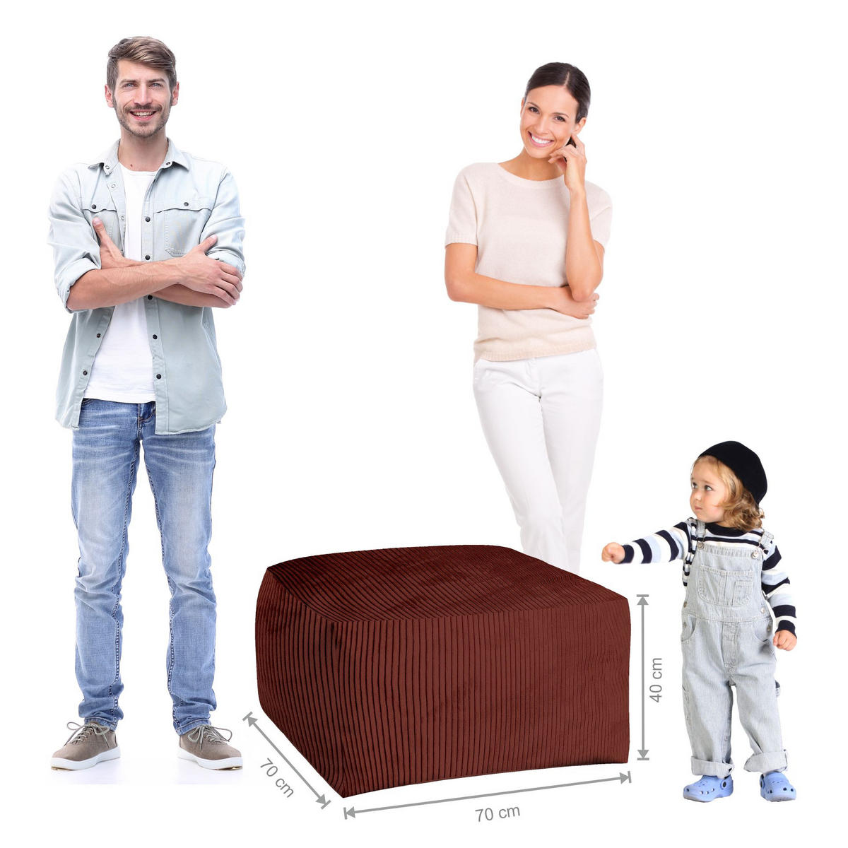 SITZSACK COMFORT Fired Brick - Rot/Dunkelrot, Textil (70/40/70cm) - Dreamroots