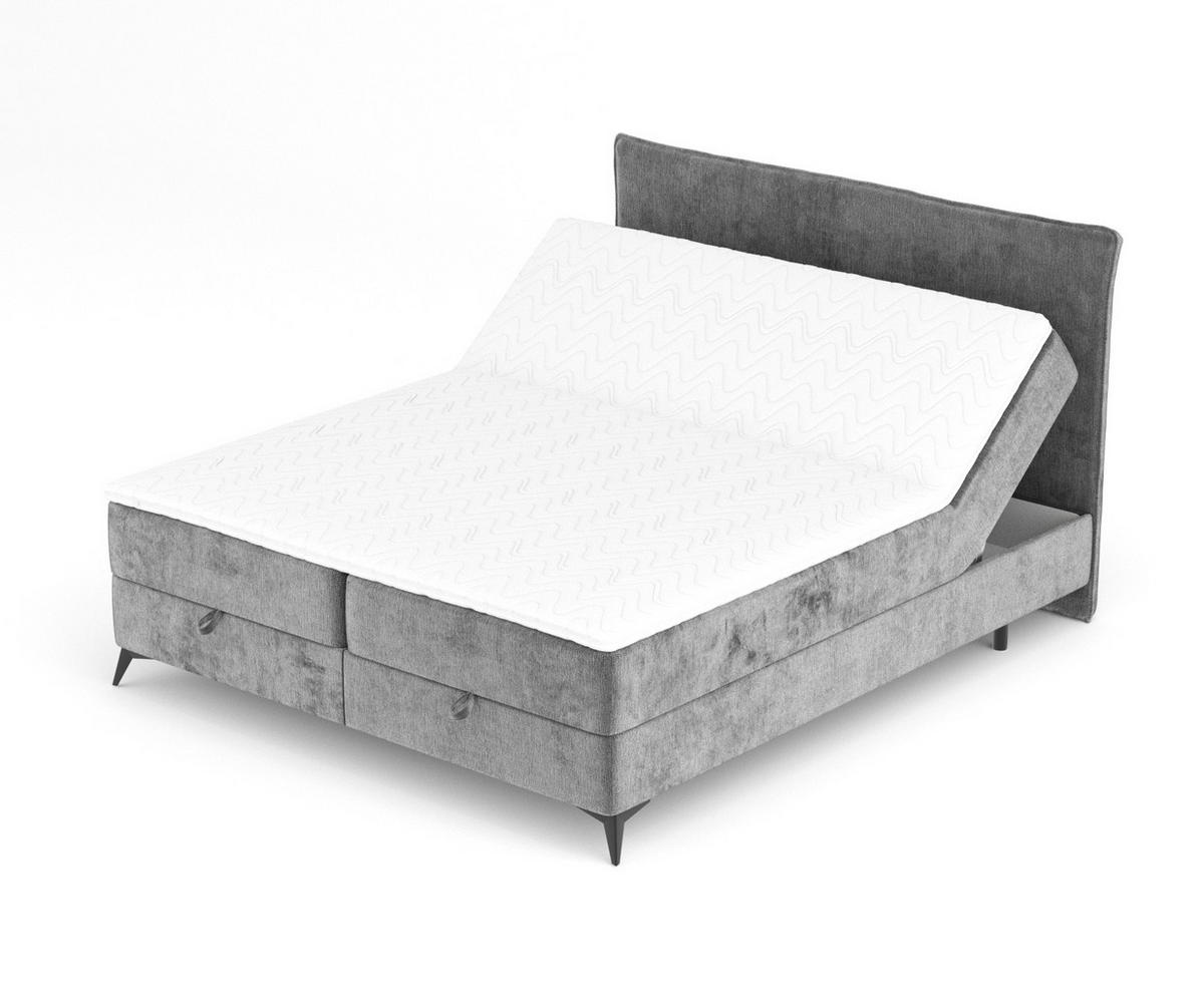 BOXBETT Peru Dunkelgrau 160/200 cm im Chenille-Stoff - Schwarz/Grau, Holz/Holzwerkstoff (160/200cm) - Maison de Reve