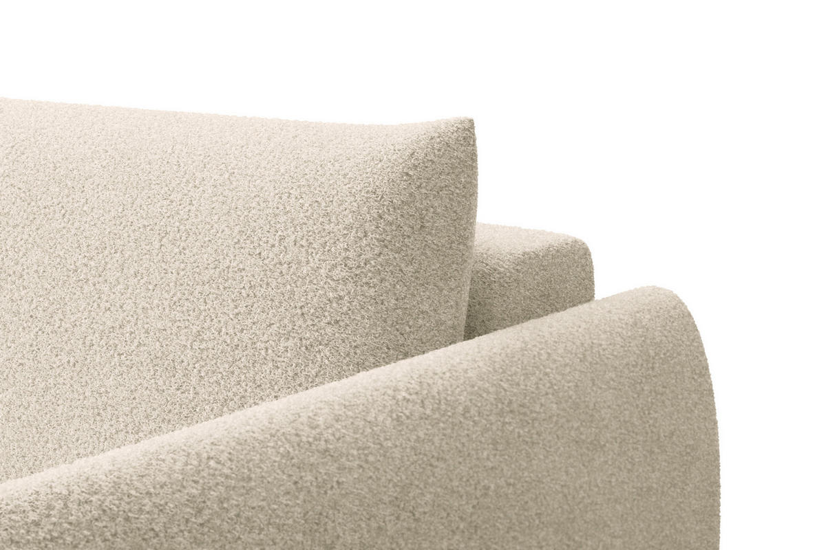 ECKSOFA TAUER 3-Sitzer LINKS, Bouclé-Stoff ecru - Ecru/Schwarz, Holz/Textil (173/206cm) - Courtois Laville