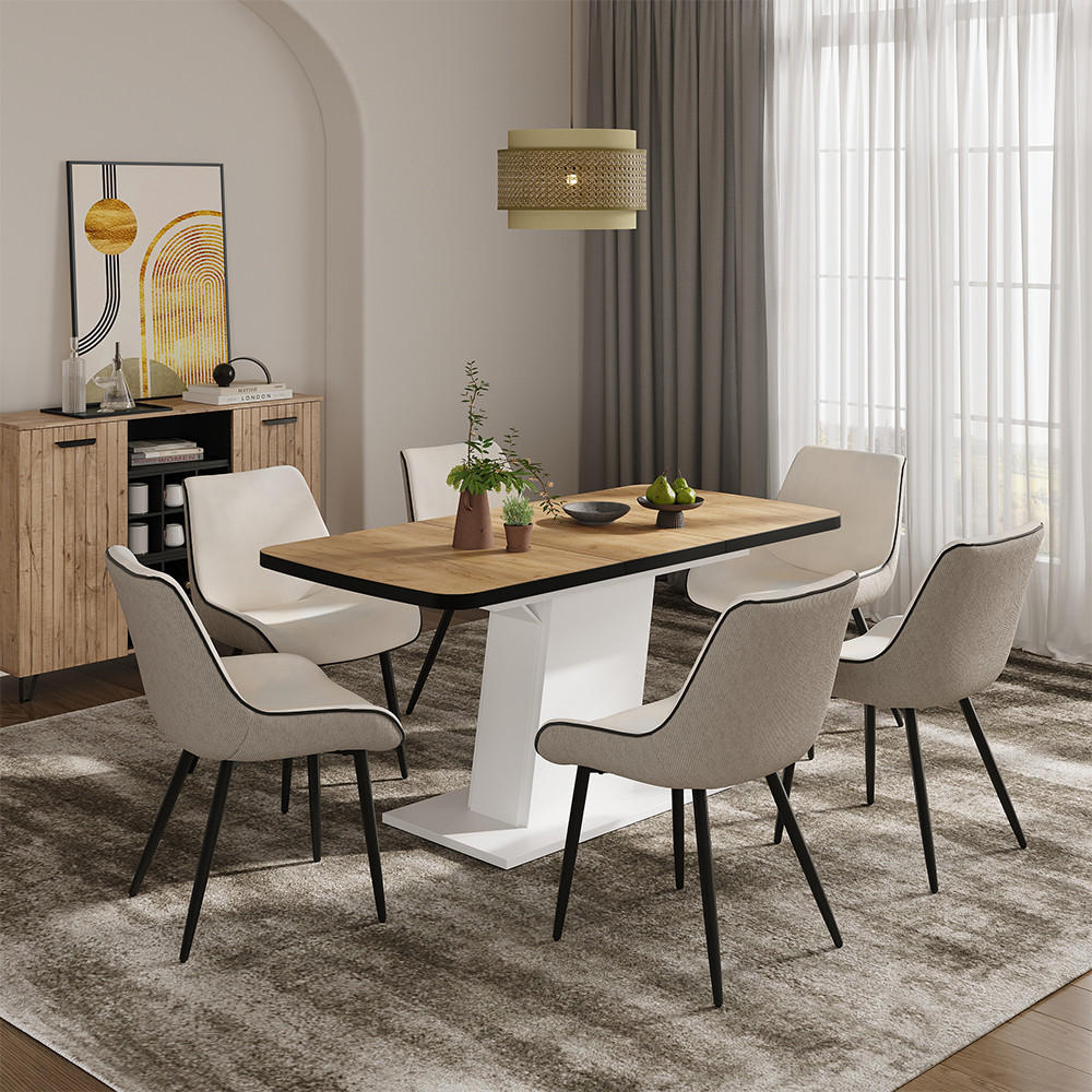 ROZKLÁDACÍ JÍDELNÍ STŮL Fenaro Černá/zlatý dub/bílá - medově dubová, kompozitní dřevo (80/120/77.3cm) - Vicco