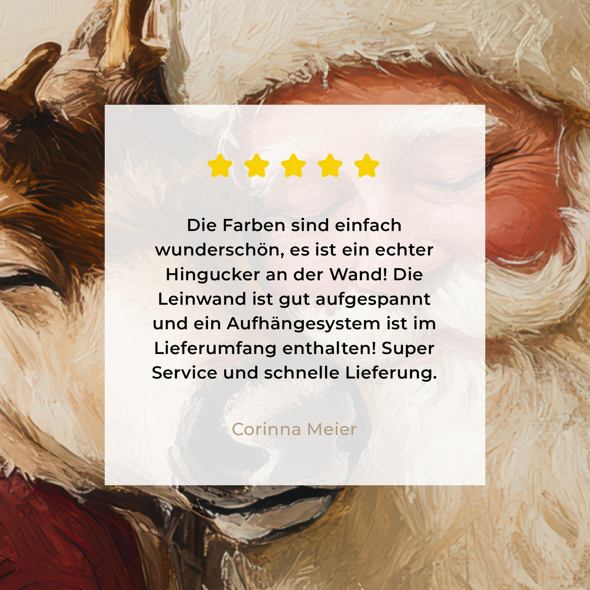 LEINWANDBILD Weihnachtsmann - Rentier - Weihnachten 20x20 cm - Rotbraun, Textil (20/20cm) - MuchoWow
