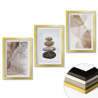 WANDBILDER 3er Set - 20x30 cm Goldrahmen - Abstrakte Pastellformen - Goldfarben, Kunststoff (20/30cm) - ArtPrintCave