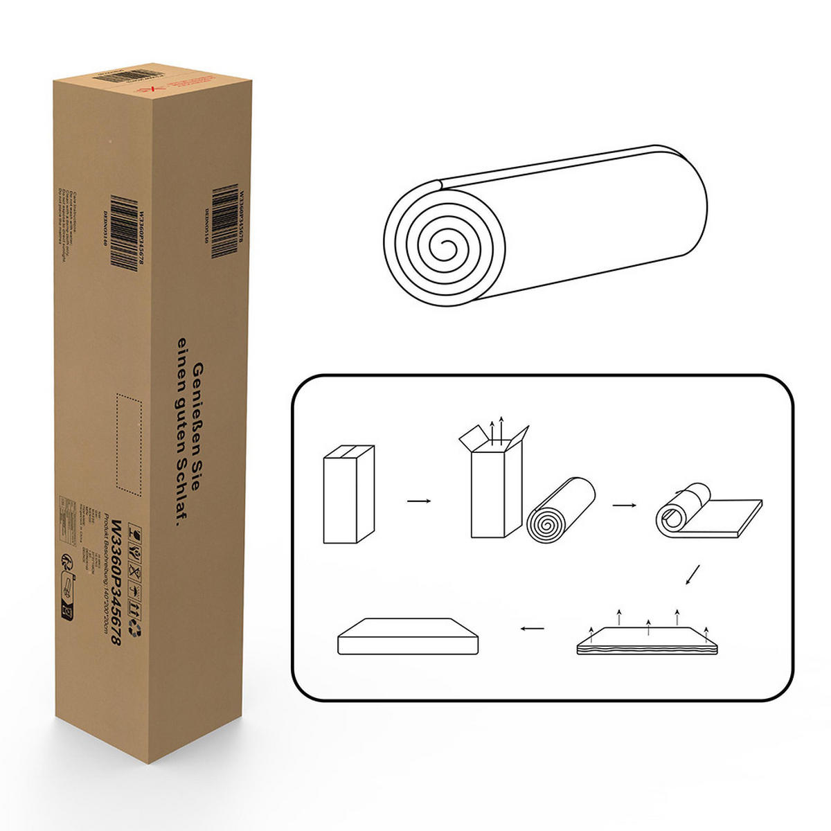 SCHAUMSTOFFMATRATZE,DOPPELSEITIG schlafend,Dichte H3/H4 ,Jacke abnehmbar-90x200 cm - Weiß, Textil (90/200cm) - KOMHTOM