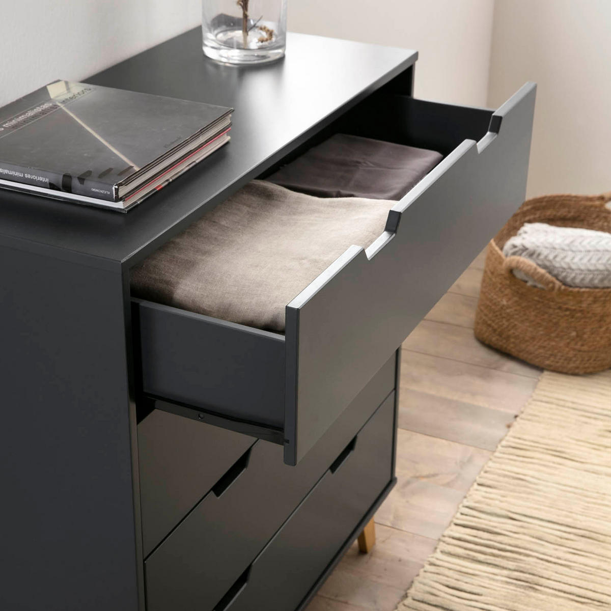KOMMODE 80/89/35 Miranda Anthrazit - Anthrazit, Holz (80/89/35cm)