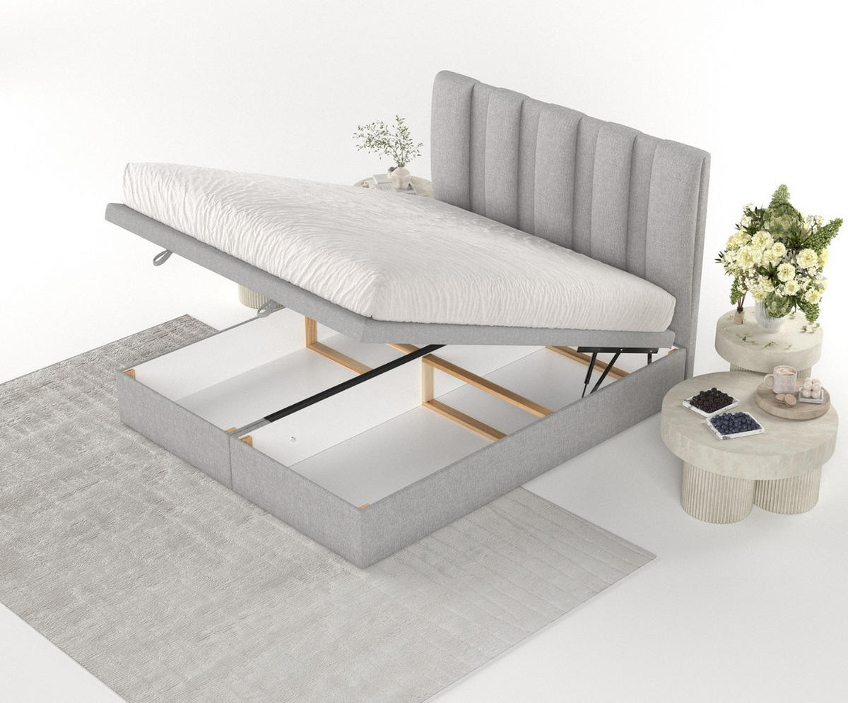 POLSTERBETT Orta mit Stauraum 120/200 cm Grau im Megan Stoff - Schwarz/Grau, Holz/Holzwerkstoff (120/200cm) - AltaBeds