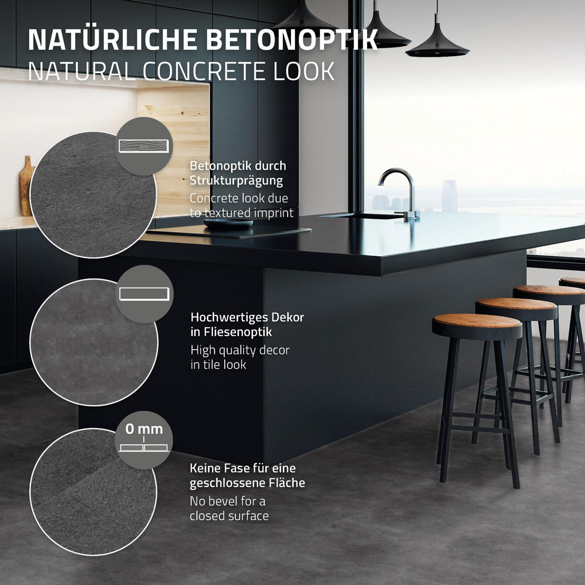 VINYLOVÁ PODLAHA s klikovým systémem 1,86 m²/10 lamel, PVC podlahová krytina, dub rustikální světlý, vzhled dřeva - tmavě šedá, plast/umělá hmota (61.5/31/0.42cm) - ML-DESIGN