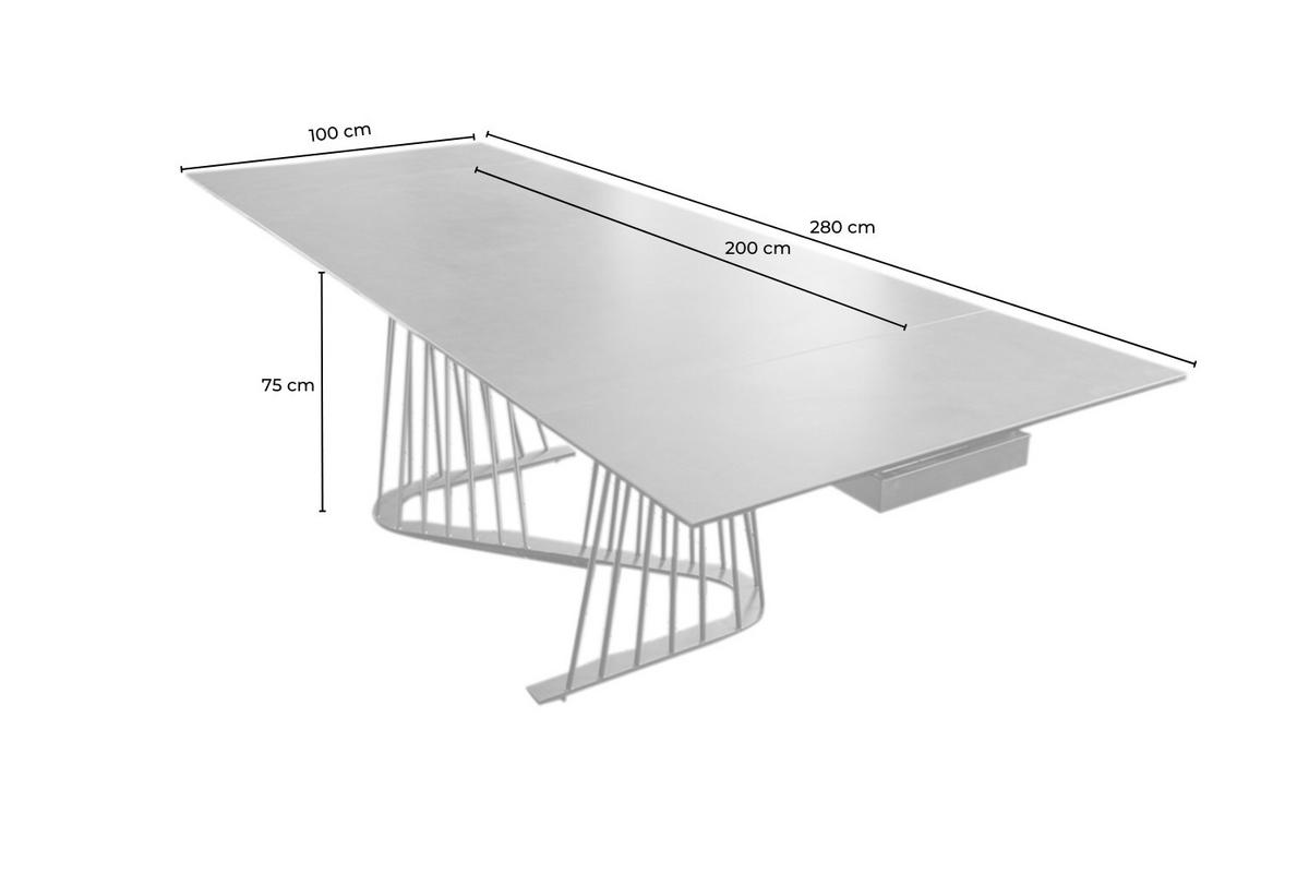AUSZIEHTISCH ELOISE Schwarz Glas - Schwarz, Glas/Metall (200/100/76cm) - KAWOLA