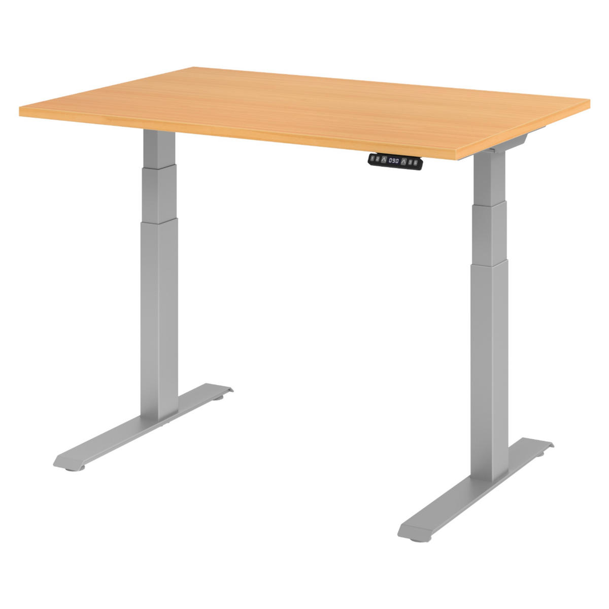 SCHREIBTISCH elektrisch XDKB 80/120/74 cm in Buchefarben/Silberfarben - Buchefarben/Silberfarben, Holzwerkstoff (80/120/74cm) - bümö