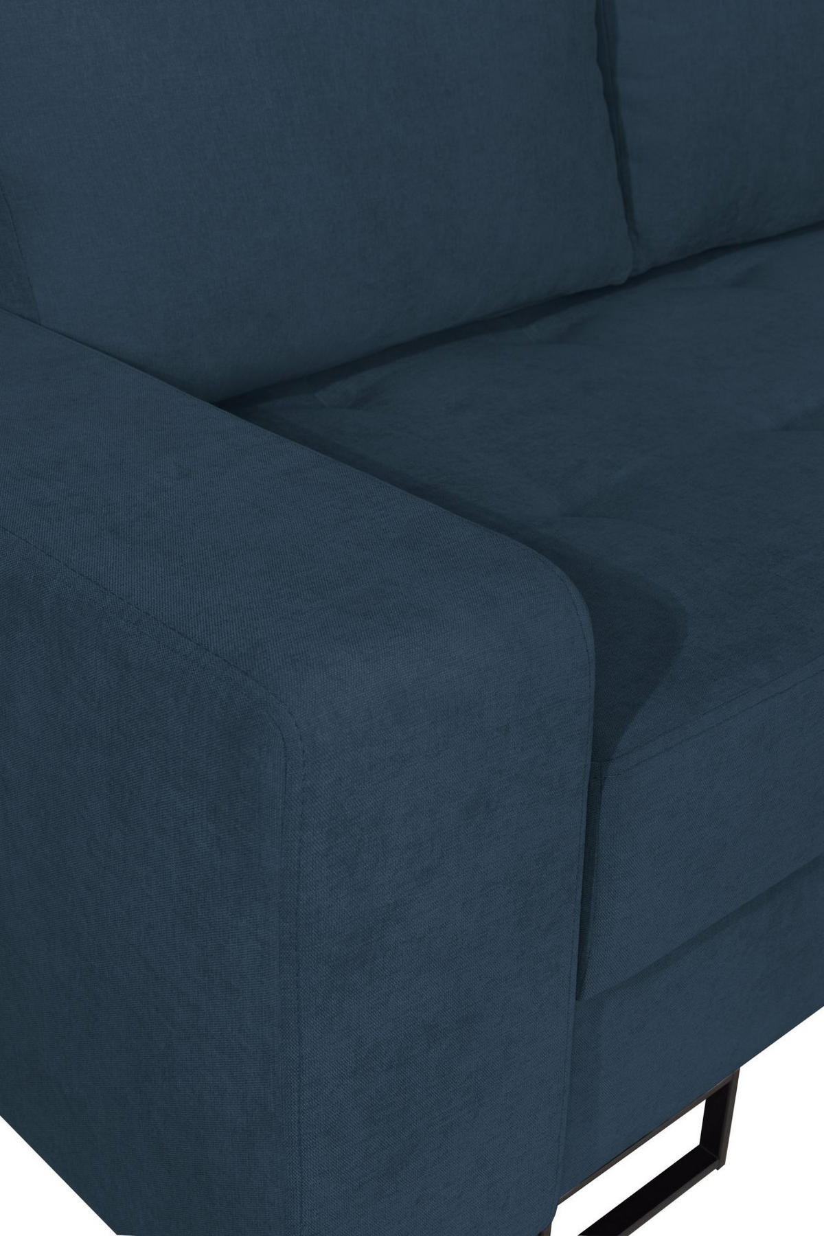 ECKSOFA Larelle Dunkelblau Chenille 245 cm - Schwarz/Dunkelblau, Textil/Metall (200/245cm) - Selsey