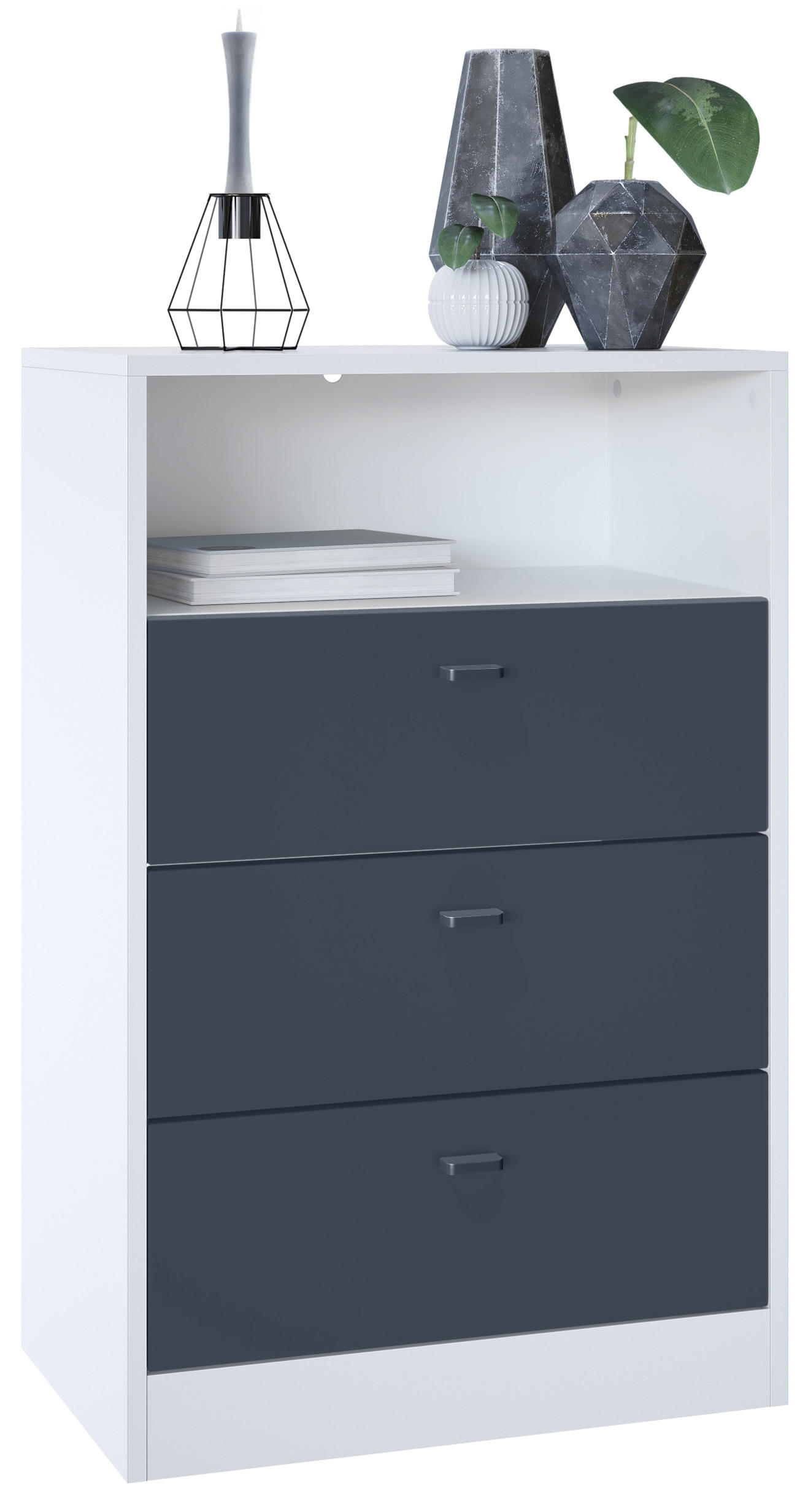 KOMMODE Pino Fronten in Anthrazit matt - Dunkelgrau/Anthrazit, Holzwerkstoff (56/86.5/36cm) - Vladon