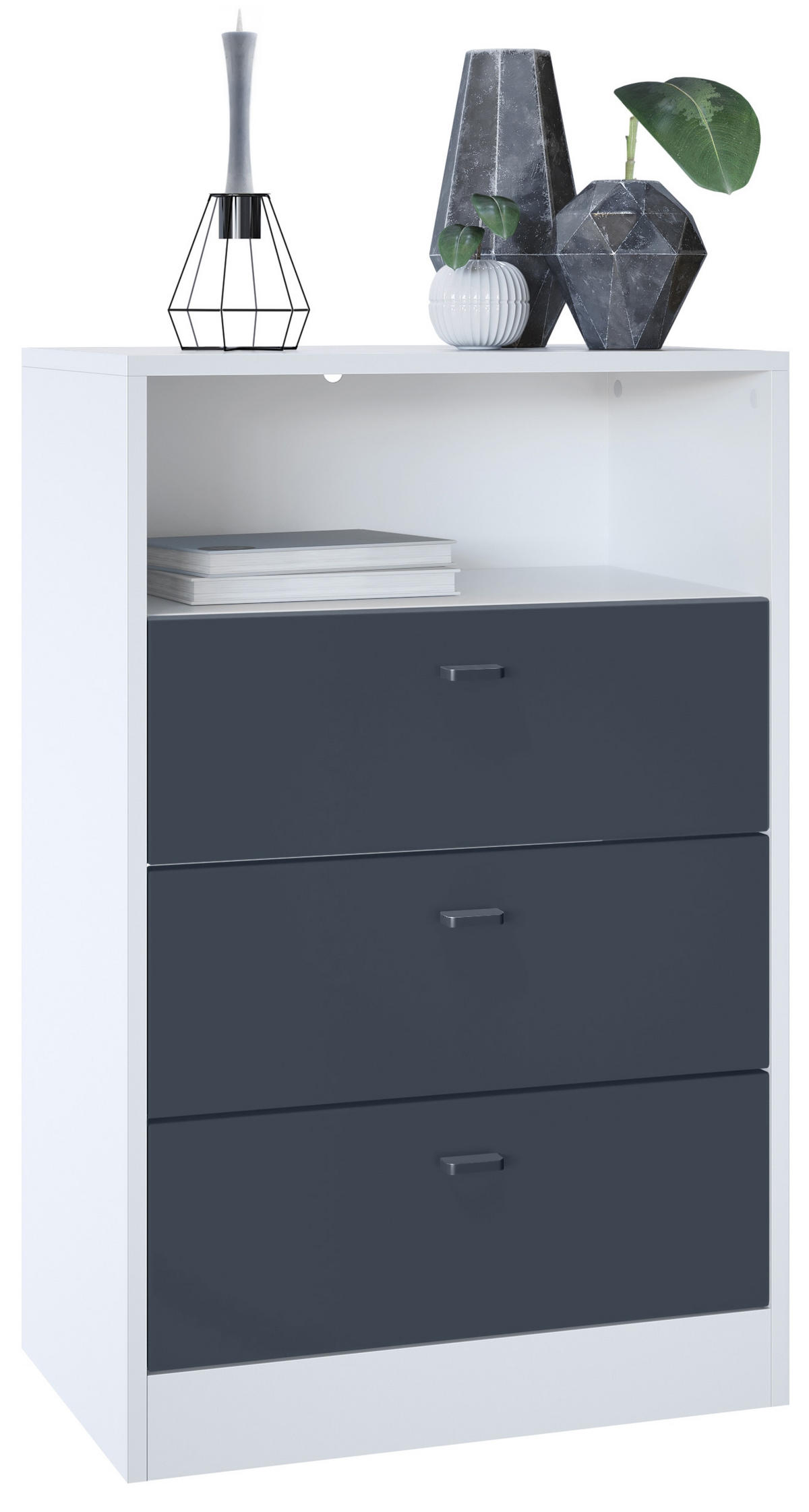 KOMMODE Pino Fronten in Anthrazit matt - Dunkelgrau/Anthrazit, Holzwerkstoff (56/86.5/36cm) - Vladon