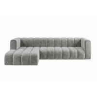 ECKSOFA Modulares In L-Form, Velvet-Stoff Riviera, Grau, Links, GRAND 318 cm - Grau, Holz (318/179cm) - Kaiser Möbel