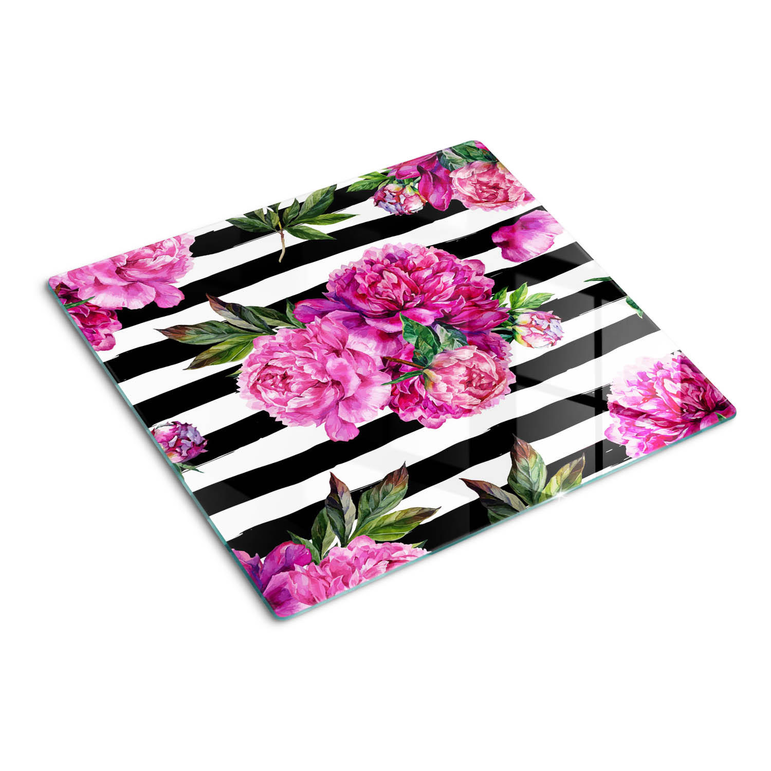 GLASPLATTE 60x52 cm Rosa Pfingstrosen - Pink, Glas (60/0.4/52cm) - TULUP