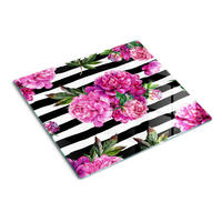 GLASPLATTE 60x52 cm Rosa Pfingstrosen - Pink, Glas (60/0.4/52cm) - TULUP