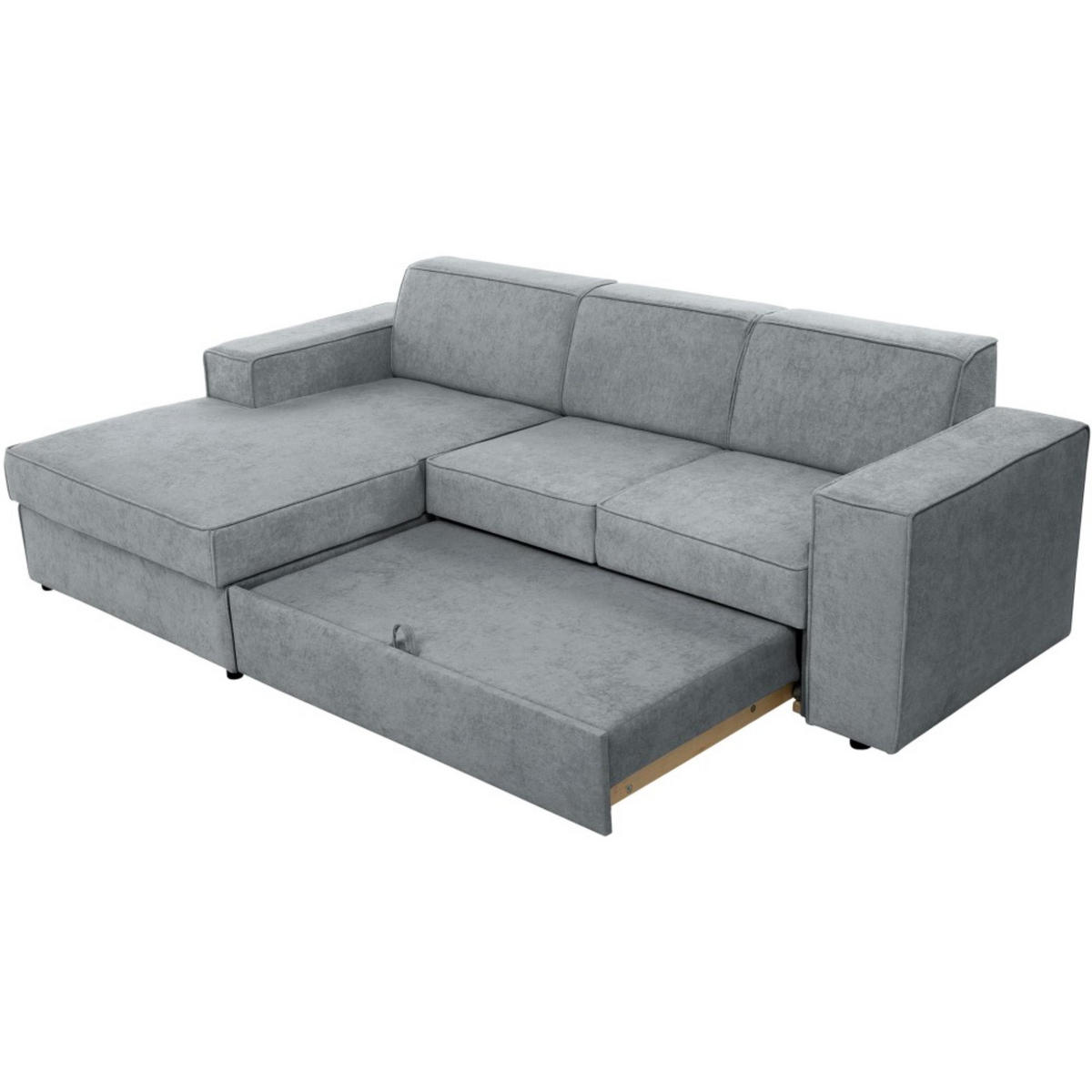 ECKSCHLAFSOFA mit Schlaffunktion Pedro L hellgrau links - Hellgrau/Schwarz, Kunststoff/Textil (267/160cm) - Beautysofa