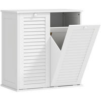 BADEZIMMERSCHRANK 70x38x73 cm Weiß aus MDF mit 2 Wäschekörben & Lamellentüren - Weiß, Holzwerkstoff (70/73/38cm) - Modfu