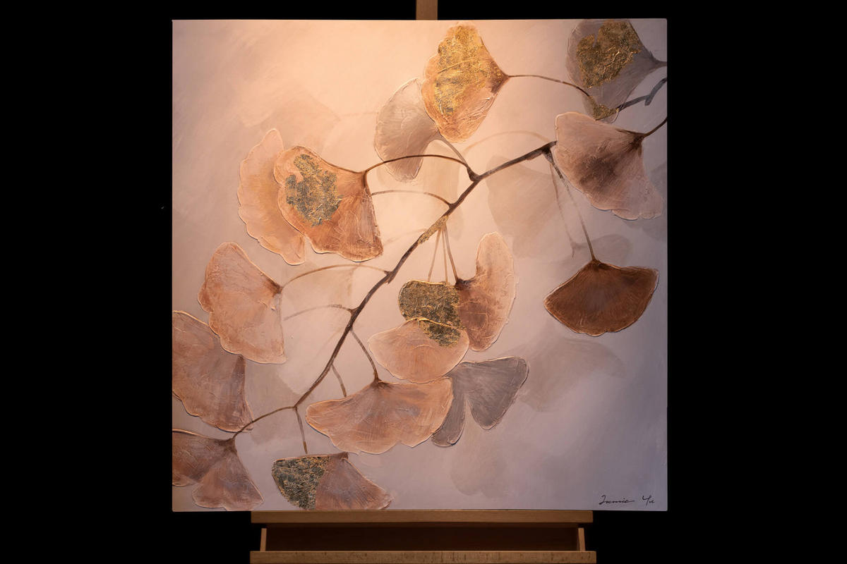 ACRYLBILD HANDGEMALT 80/80 cm - Beige/Braun, Holz/Textil (80/80cm) - KUNSTLOFT