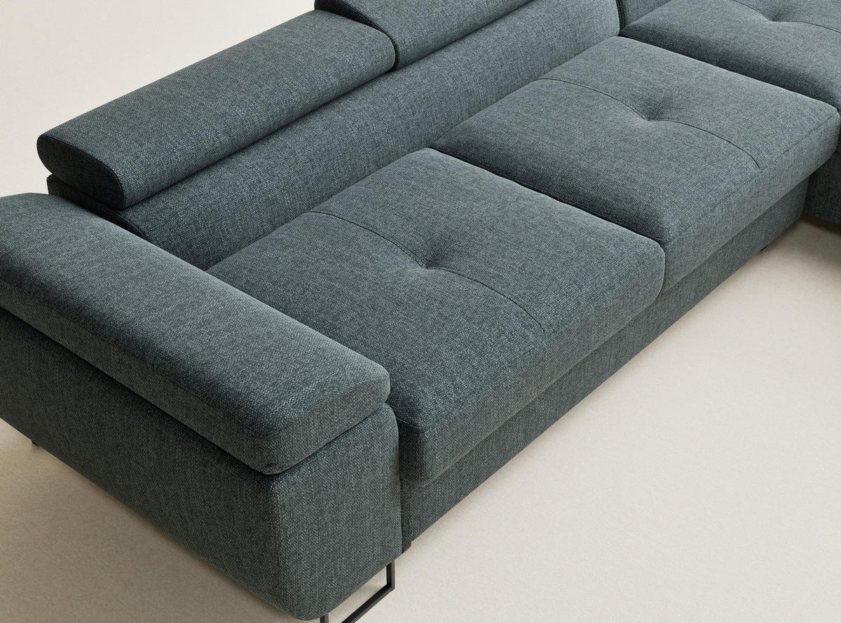 ECKSOFA Concord Blau Webstoff - Rechts Seite - Blau/Schwarz, Holz/Holzwerkstoff (277/203cm) - Maison de Reve