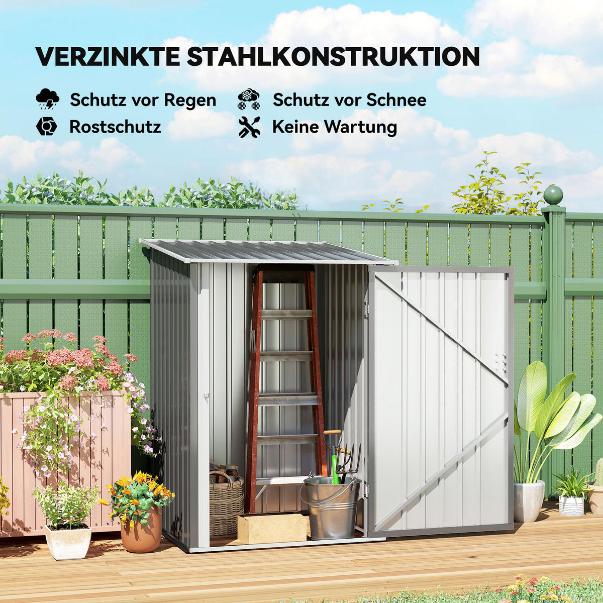 GARTENHAUS Grau 100.0/103.0/160.0cm - Grau, Metall (103/160/100cm)