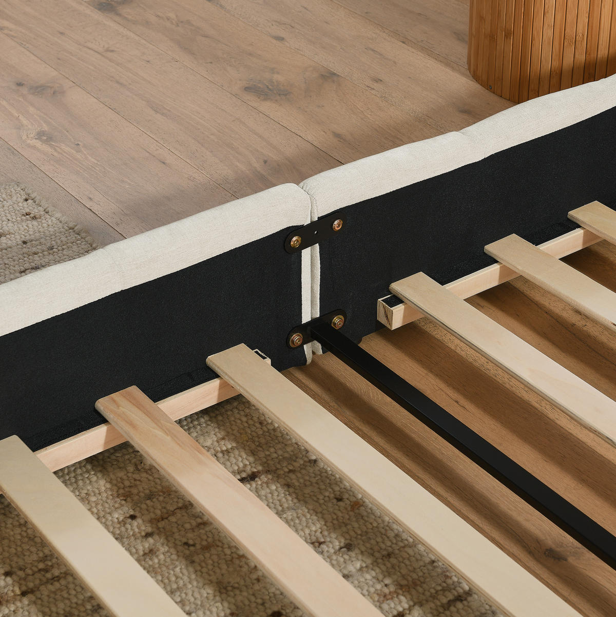 POLSTERBETT 140/200 cm mit quadratischer Steppung und stabilem Holz-Metall-Rahmen, Beige - Beige, Kunststoff (140/200cm) - Redom