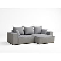 ECKSOFA MIT SCHLAFFUNKTION Moyo Hellgrau Webstoff - Hellgrau/Schwarz, Holz/Holzwerkstoff (255/148cm) - Maison de Reve