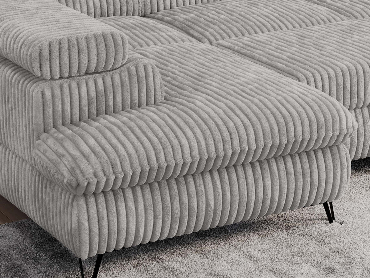 WOHNLANDSCHAFT PETER U Cord Grau - Schwarz/Grau, Textil/Metall (346/76/208cm) - MKS