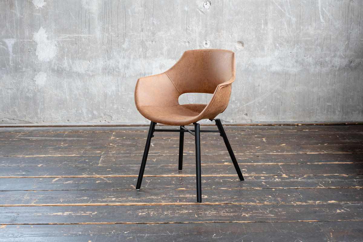 STUHL ZAJA Braun Microfaser - Dunkelbraun/Braun, Textil (57/82/59cm) - KAWOLA