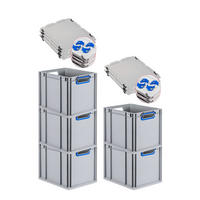 EUROBOX 5x Nextgen Color Mit Auflagedeckel 32x30x40cm Griffe Blau Offen - Blau, Kunststoff (30/32/40cm) - PROREGAL