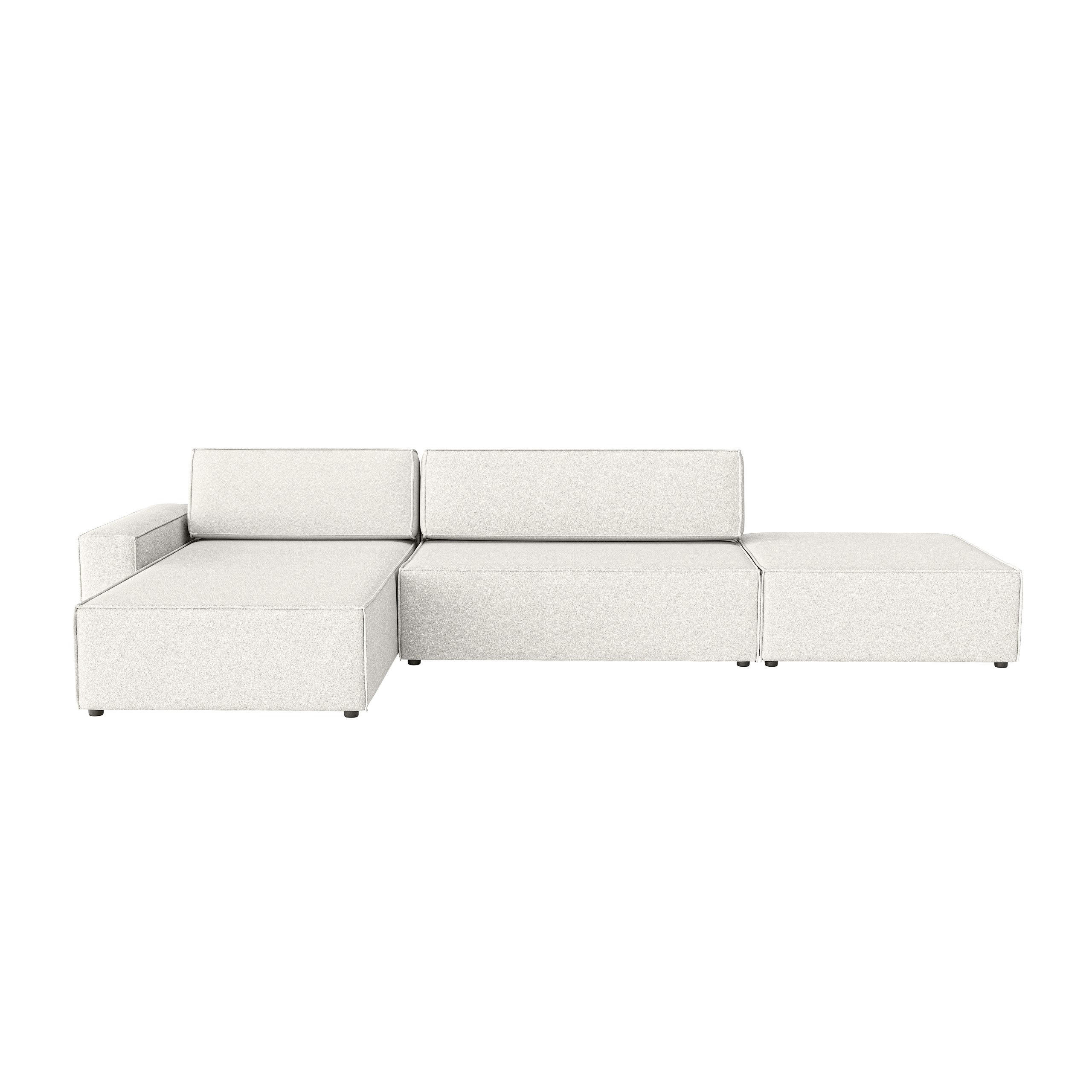 ECKSOFA Lummo La mit Schlaffunktion, Cremeweiß - Weiß, Textil (363/185cm) - Fedve