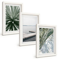 BILDER SET 3er Set - 20x30 cm Weißer Rahmen - Palmenblätter-Holzbrücke - Weiß, Kunststoff (20/30cm) - TULUP