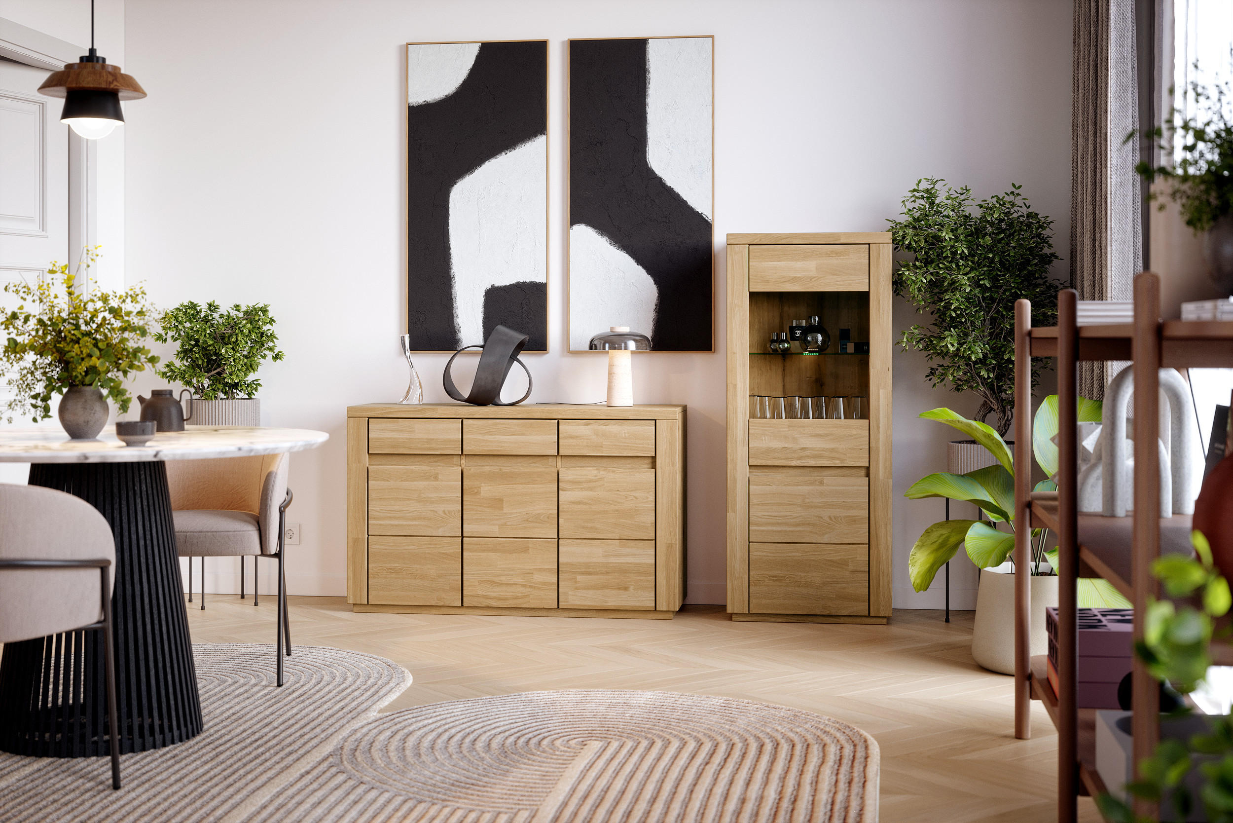 Thumbnail - kiki design Kommode, Eiche, Holz, 3 Schubladen, Rechteckig, 35x80x127 cm, Wohnzimmer, Kommoden & Sideboards, Sideboards