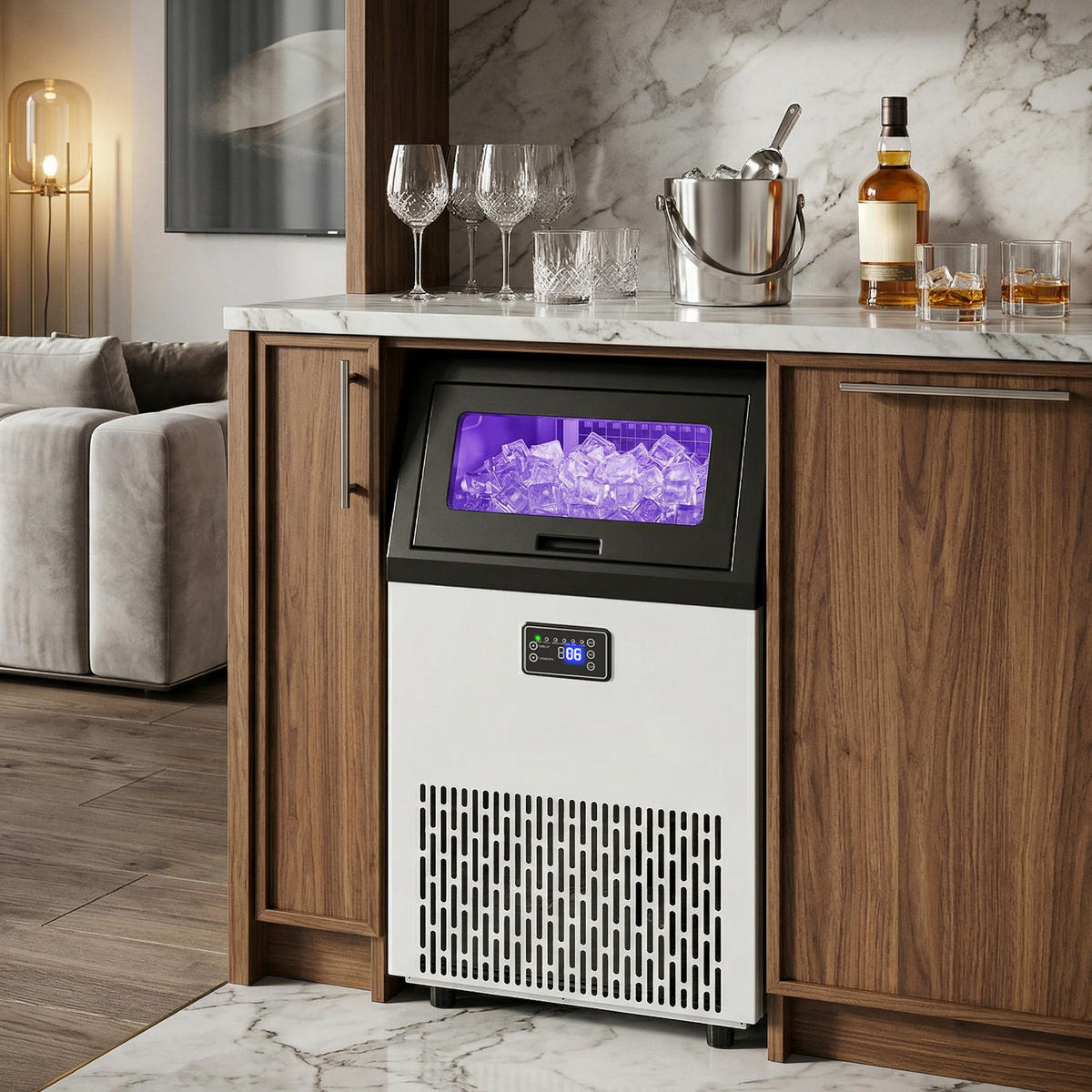 KOMMERZIELLE-EISWÜRFELMASCHINE Edelstahl Silber - Silberfarben, Metall (40.9/80.4/45cm) - HOMCOM