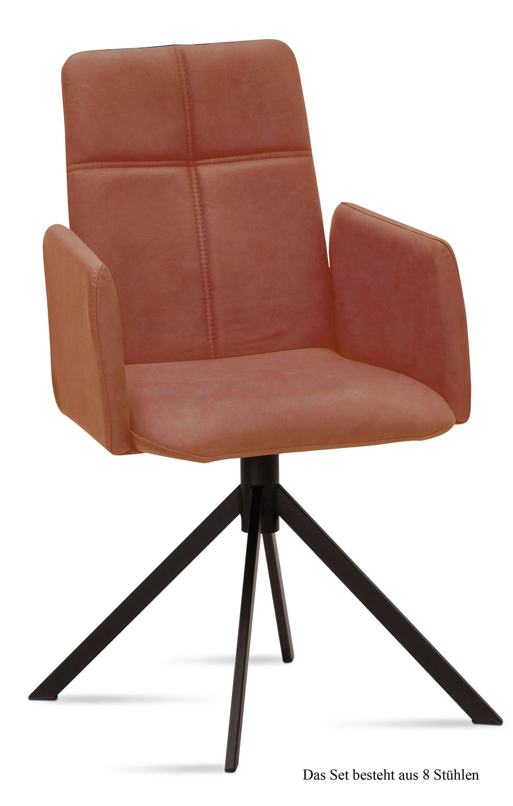 ARMLEHNSTUHL (8er-Set) Druci 52x92x60 Schwarz/Cognac - Cognac/Schwarz, Kunststoff (60/92/52cm) - 58aufmkessel