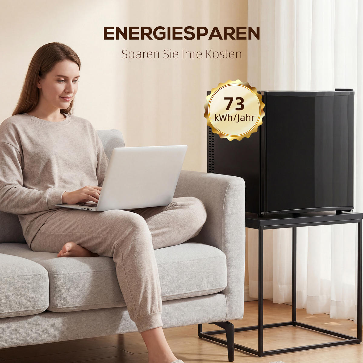 MINI-KÜHLSCHRANK 44l Schwarz 43/51/51,30 cm - Schwarz, Metall (49/51.3cm) - HOMCOM