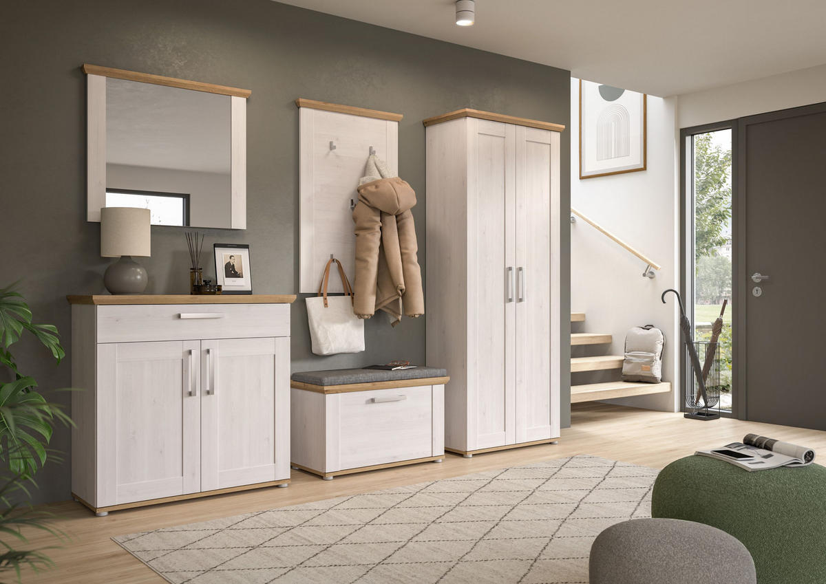 GARDEROBEN Set Verona 190x196x39 cm Sibiu Lärche Weiß 4tlg. - Lärchefarben, Holzwerkstoff (183/194/37cm)