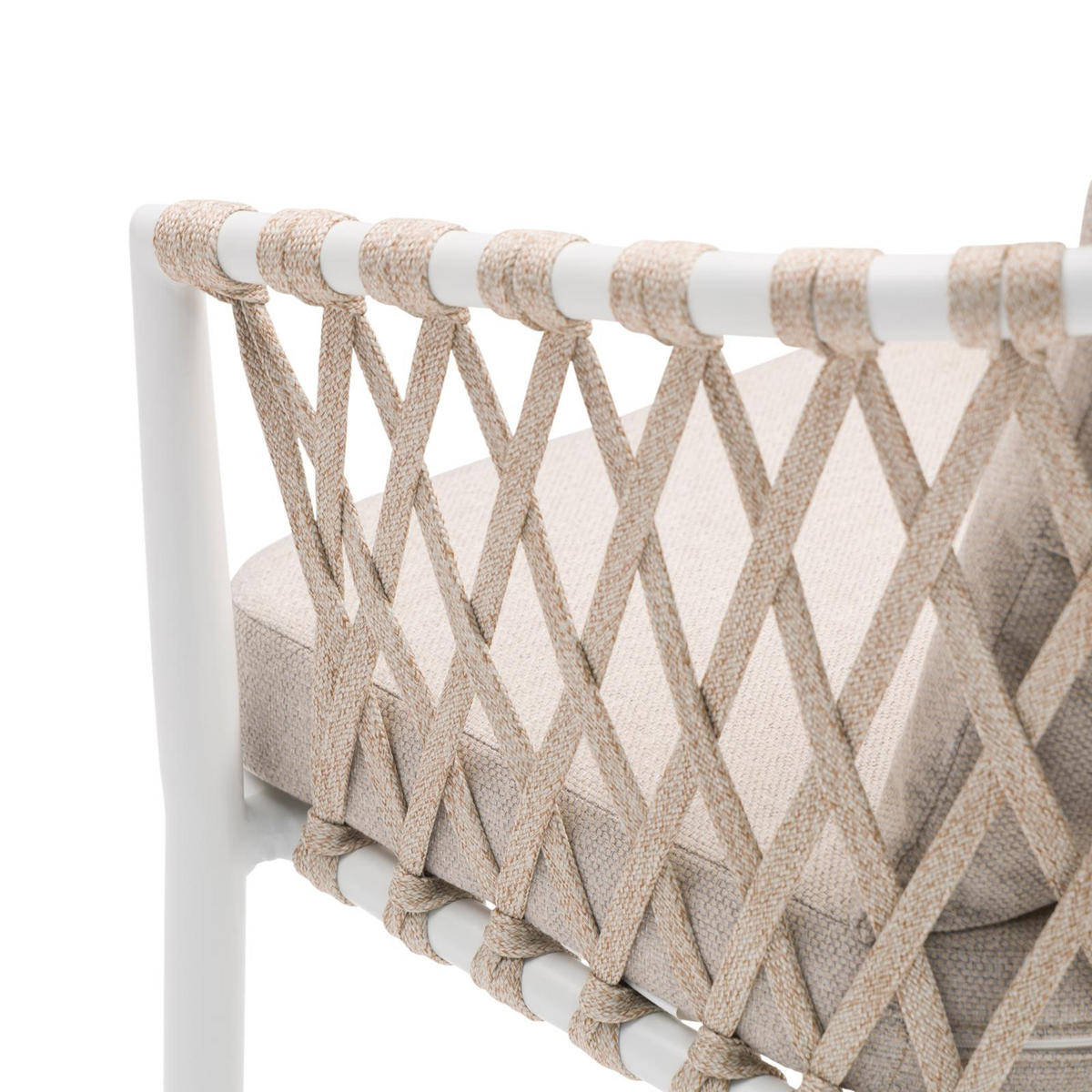 GARTENSTÜHLE SUNNY 6er-Set weiß, champagne - Weiß, Textil/Metall (56/75/62cm) - IDIMEX