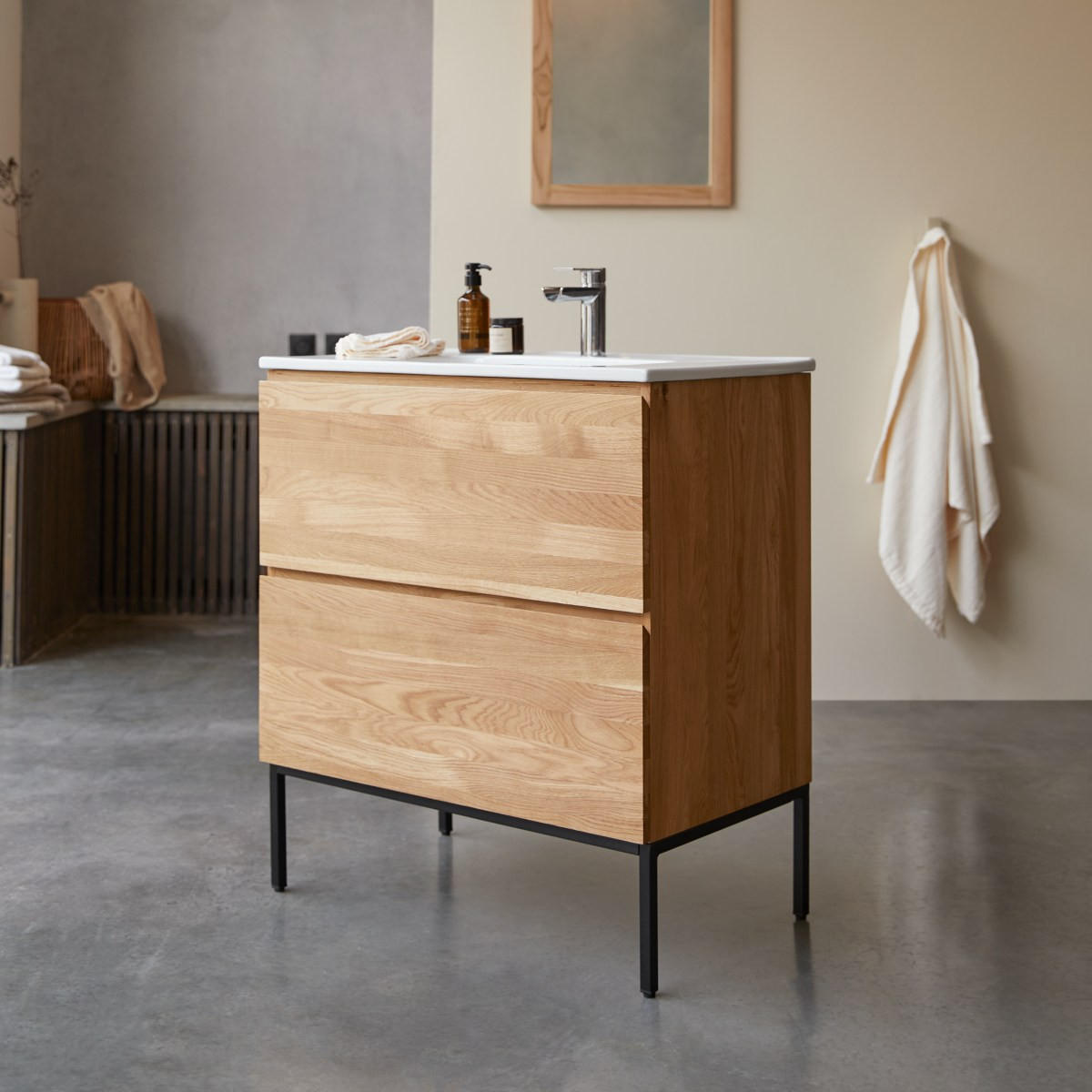 WASCHTISCHUNTERSCHRANK Nova Weiß aus Eiche - Weiß, Holz (81/90/46cm) - Tikamoon