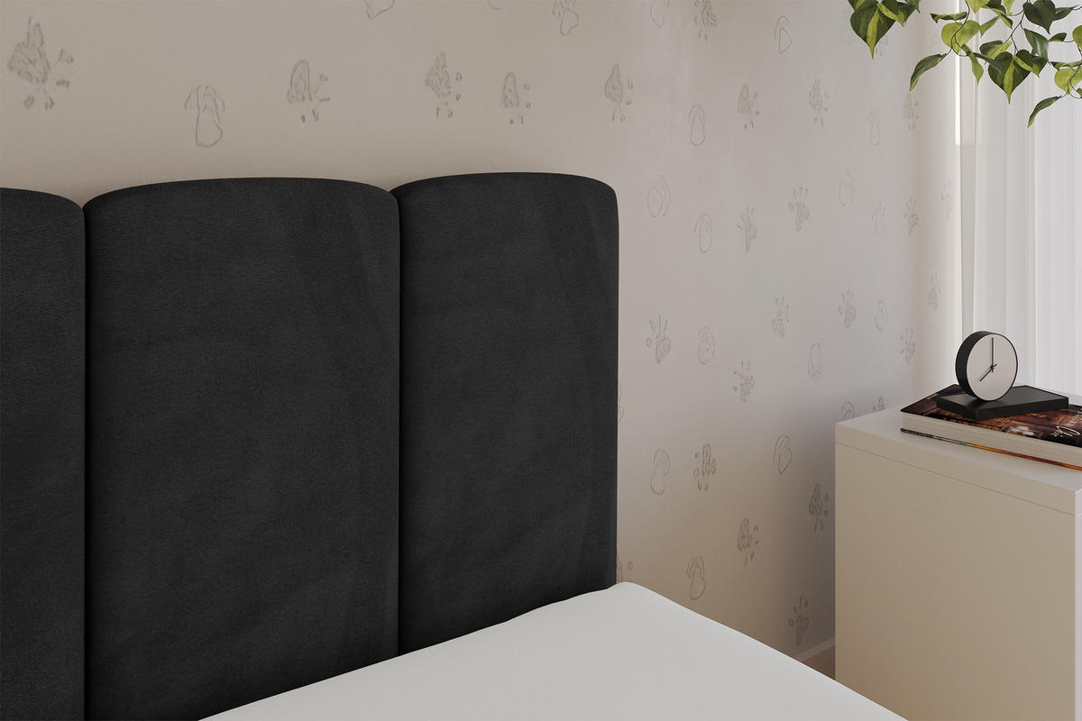 EINZELLBETT Jugendbett mit Bettkasten, Links - DEXY 90x200 Schwarz - Schwarz, Holzwerkstoff/Textil (90/200cm) - ALTDECOR