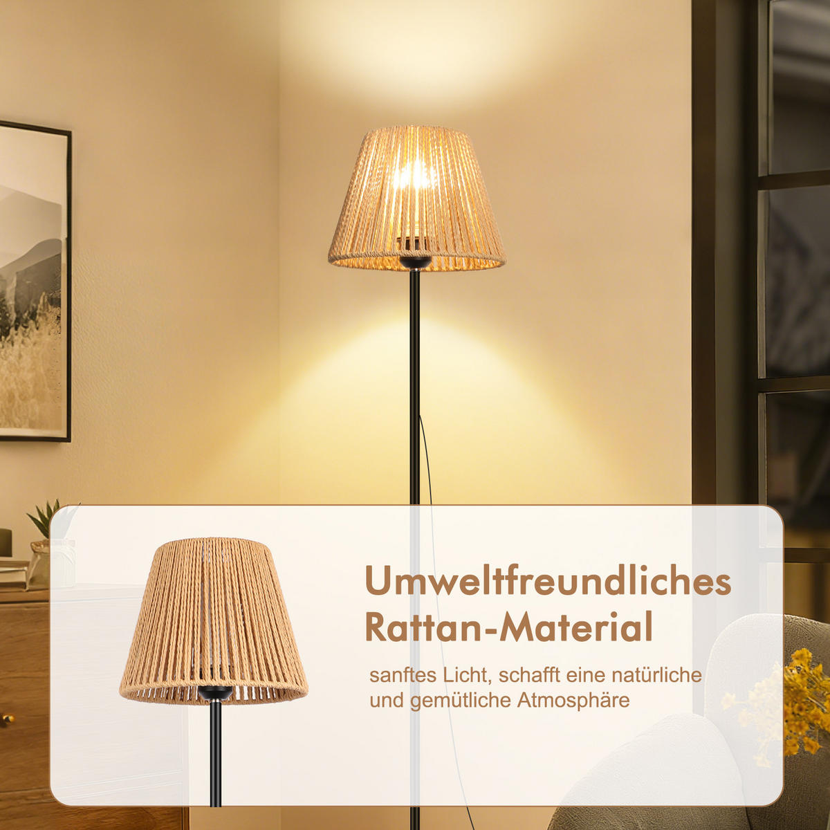 STEHLAMPE FL1071A Ohne Leuchtmittel - Schwarz, Metall (22/22/170cm) - LOVHAUS